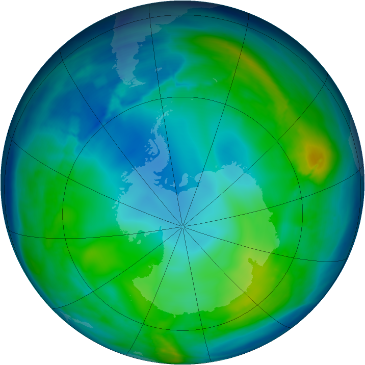 Antarctic ozone map for 16 May 2008